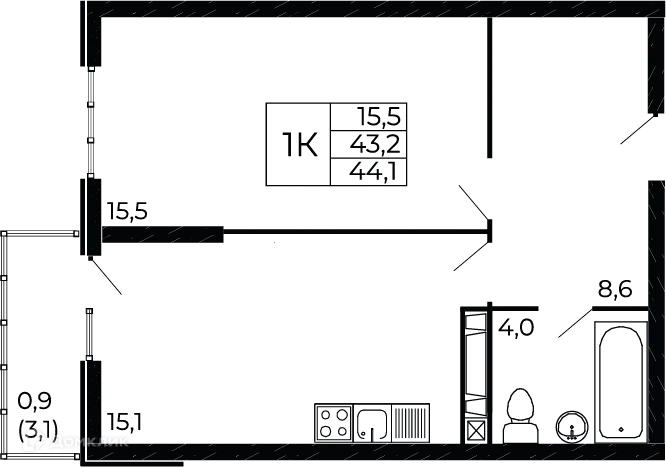 Фото квартиры в ЖК "Западные Аллеи"