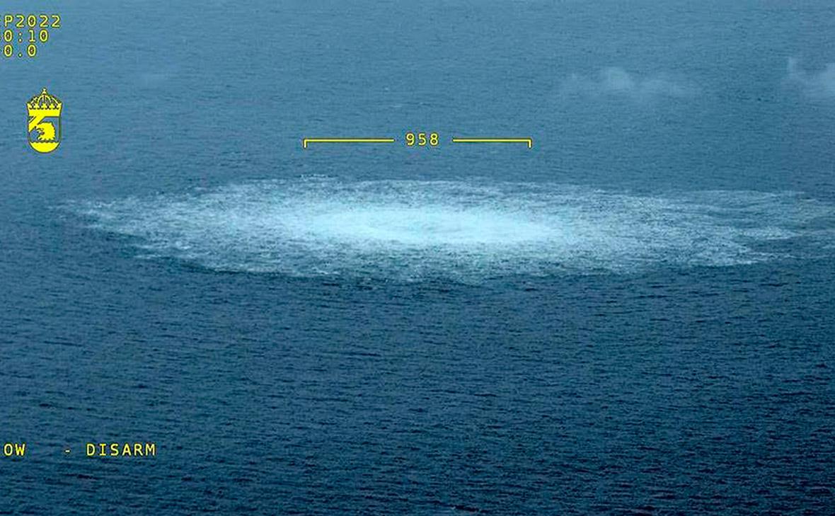 Место утечки на газопроводе  Северный поток  в Балтийском море, 28 сентября 2022 года (Swedish Coast Guard / Getty Images)