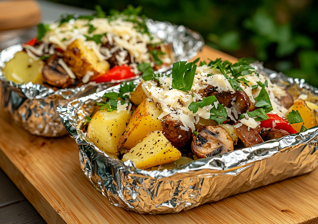 Свинина в лодочках с овощами! Подушечка из картошки и чесночная заливка