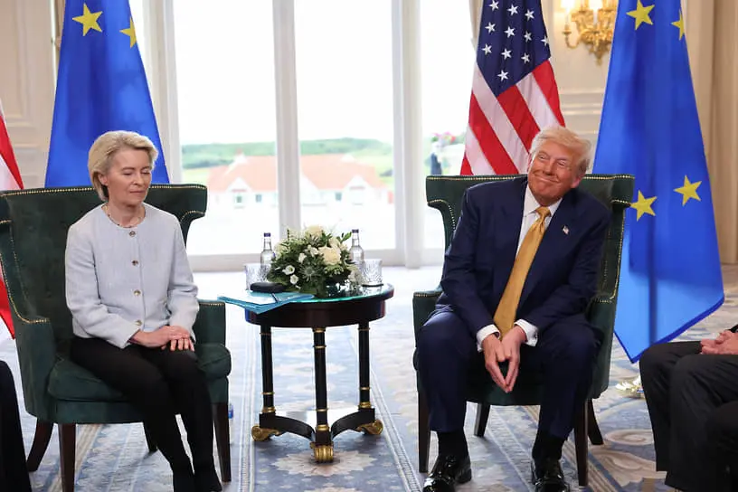 Глава Еврокомиссии Урсула фон дер Ляйен и президент США Дональд Трамп