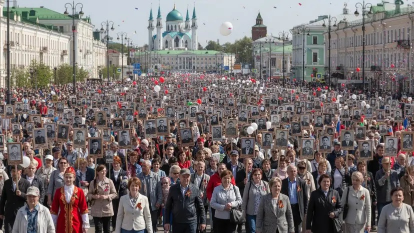 Жители Татарстана вышли на акцию «Бессмертный полк»