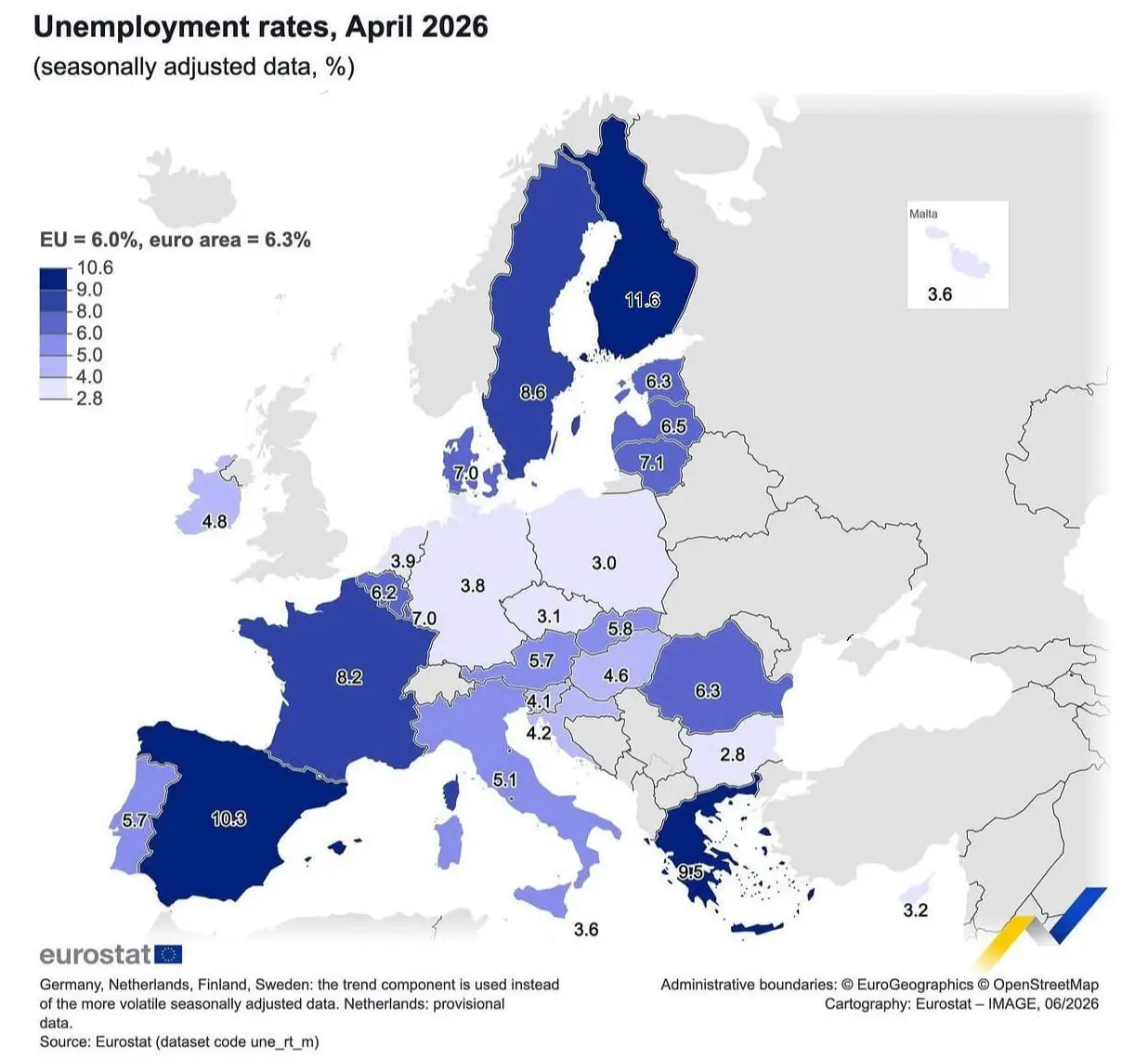 Безработица в Финляндии, Испании, Греции — сравнение на 2026 год-0