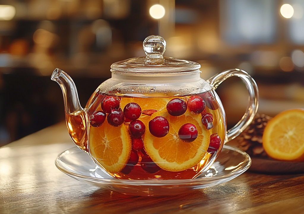 Клюквенный чай как в ресторане! Из 1 заготовки и горячий и холодный вариант
