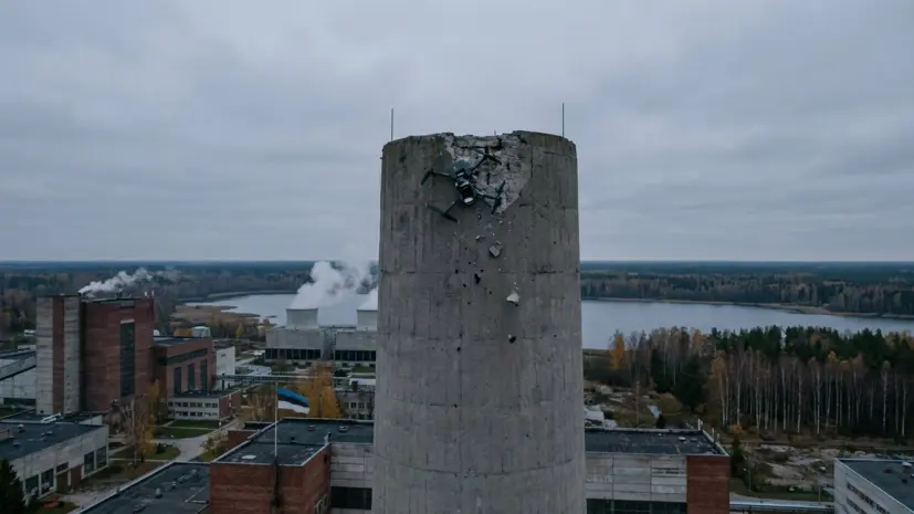 В Эстонии признали украинским врезавшийся в дымовую трубу электростанции БПЛА