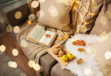 Как уют дома может побороть ноябрьскую хандру Лимоны, книга, миндальные орехи и овсяное печенье на диване