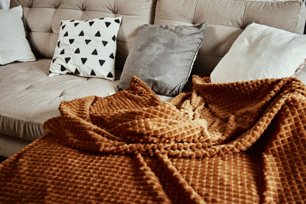 Плед на диване
