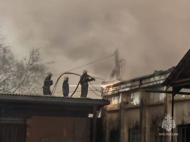 Ночью в Екатеринбурге горел сервис по ремонту машин