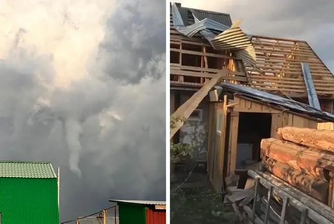 Смерч снес крыши домов | Источник: Подслушано Cуксун / Vk