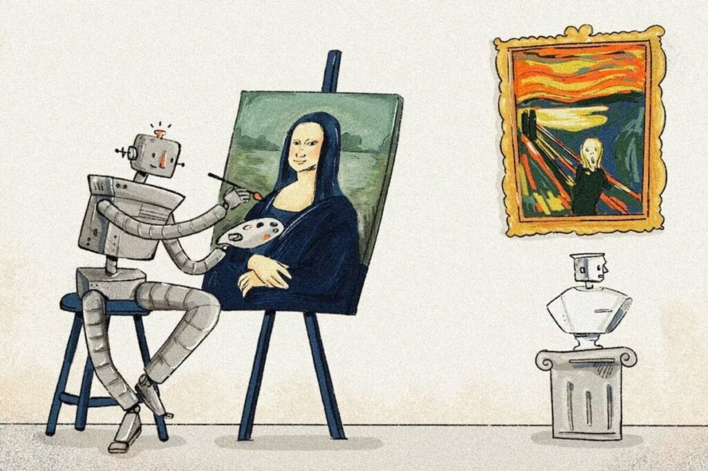 Робот рисует портрет Моны Лизы