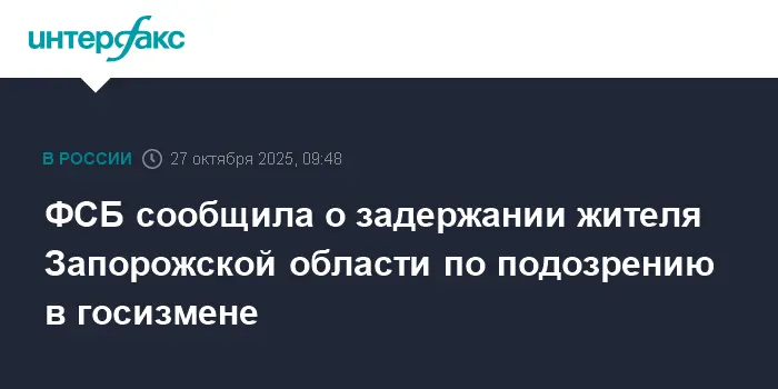 В Запорожской области задержан подозреваемый в госизмене, сообщает ФСБ-0