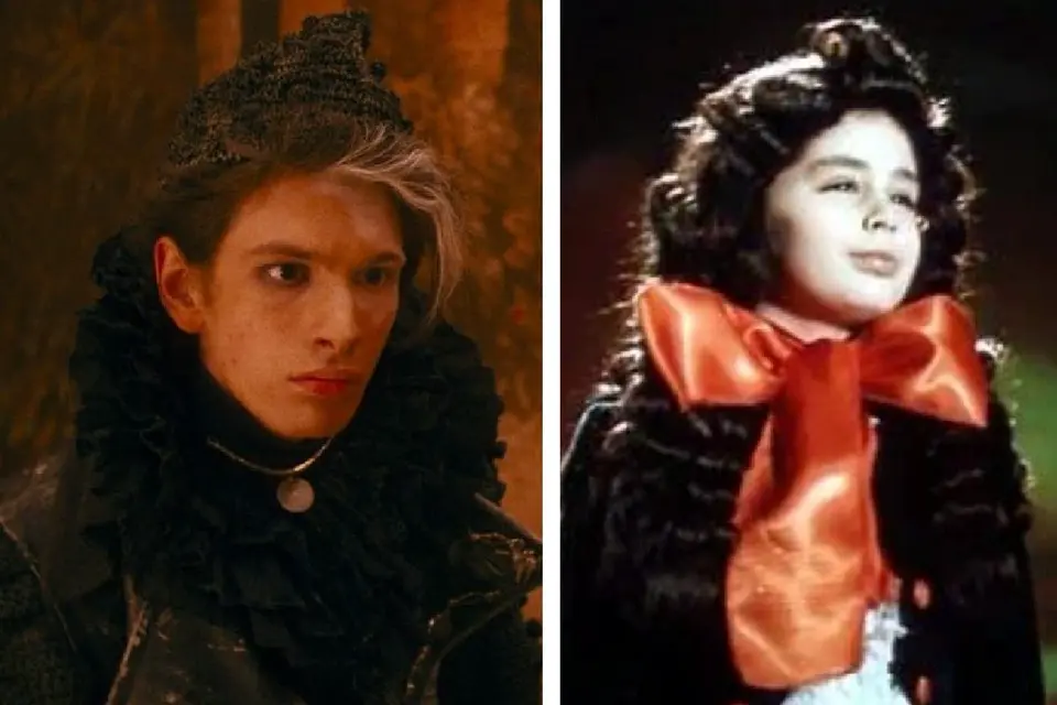 Актер Марк Эйдельштейн в роли пуделя Артемона в фильме «Буратино» (2026) и Томас Аугустинас в образе этого же персонажа в картине «Приключения Буратино» (1975)