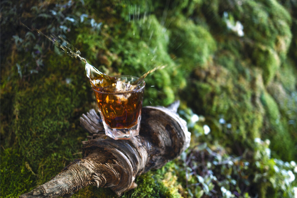 Бокал для виски на деревянной палке
