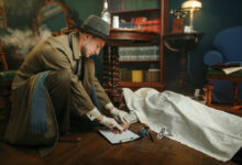 Криминалистика викторианской Англии Детектив снимает отпечатки пальцев на месте преступления