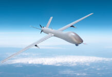 UnmannedMilitaryDroneOnPatrolAirTerritoryAtHighAltitude