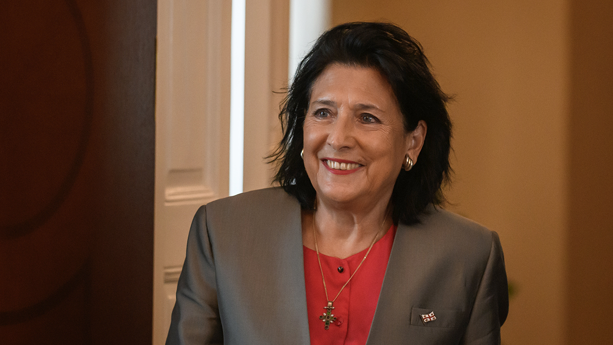 Президент Грузии Зурабишвили встала в живую цепь с протестующими в Тбилиси