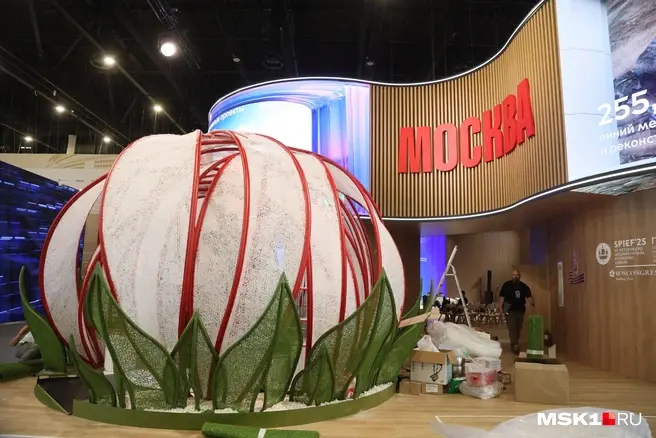 Весь день представители разных компаний и регионов со всей России заканчивали подготовку своих стендов | Источник: Дмитрий Толстошеев / MSK1.RU