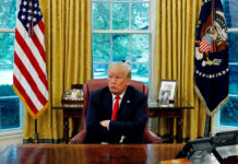 Историческая справедливость: бюст Черчилля возвращается в Белый дом US President Trump reacts to a question during interview with Reuters in the Oval Office of the White House in Washington