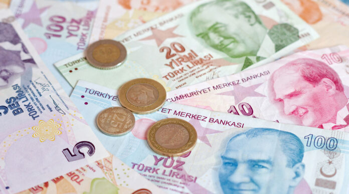 Turkish lira banknotesmoney background