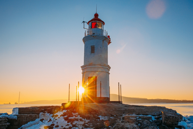 Рассвет, токаревский маяк, море, Маяк Токаревского, погода, прогноз погоды, зима, утро Мария Смитюк, ИА PrimaMedia
