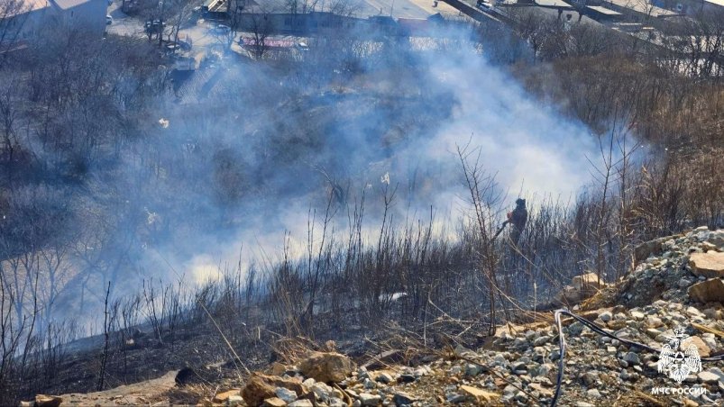 Пал сухой травы на сопке "Холодильник" Пресс-служба ГУ МЧС по Приморью