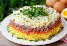 Салат «Мужской каприз» с говядиной и майонезом готовится за 30 минут salat muzhskoj kapriz s govyadinoj i majonezom gotovitsya za 30 minut-news-blog-ru-174559772500-0