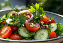 Салат «Привет из Грузии» с грецким орехом — вкус солнца на вашем столе salat privet iz gruzii s greczkim orehom vkus solncza na vashem stole-news-blog-ru-174420782600-0