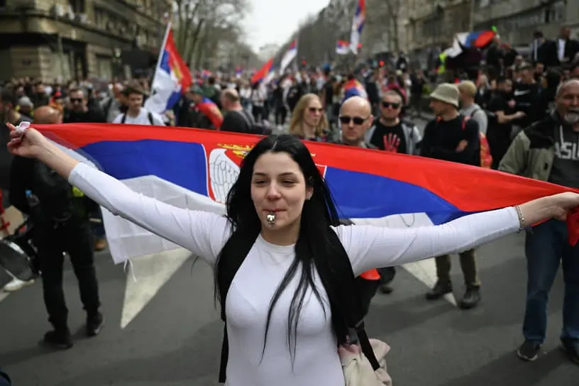 Студенческая акция протеста в Белграде (март 2025 года)