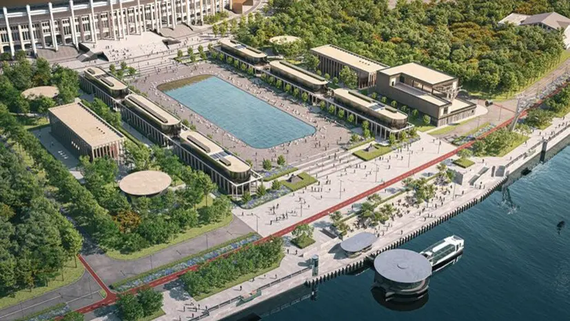 У спортивной арены «Лужники» обустроят фонтан площадью 3200 квадратных метров