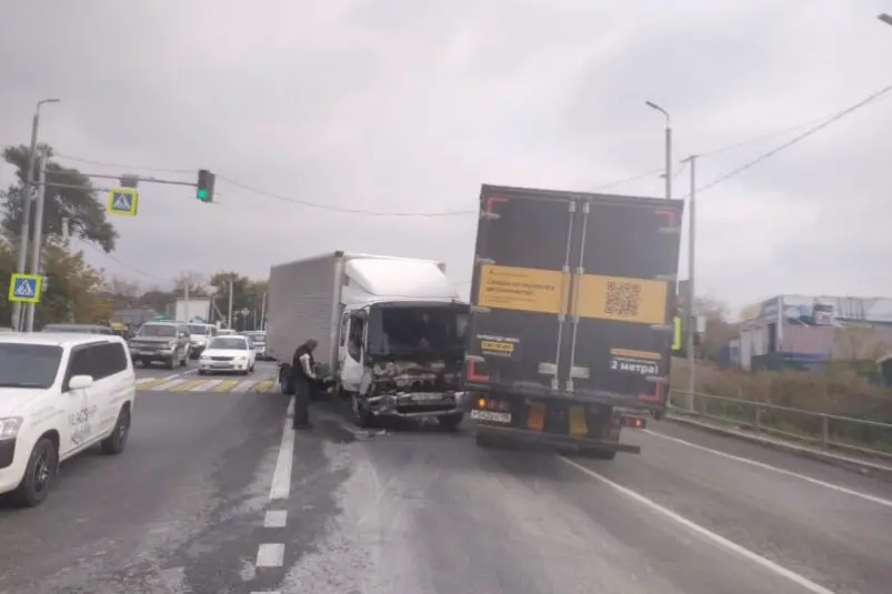 Грузовик влетел в две легковушки на трассе А-370 в Приморье Пресс-служба УМВД России по Приморскому краю