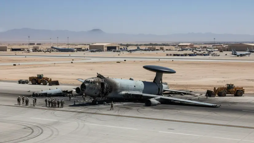 ВХ: обломки самолёта США E-3 Sentry так и не вывезли с авиабазы в Саудовской Аравии