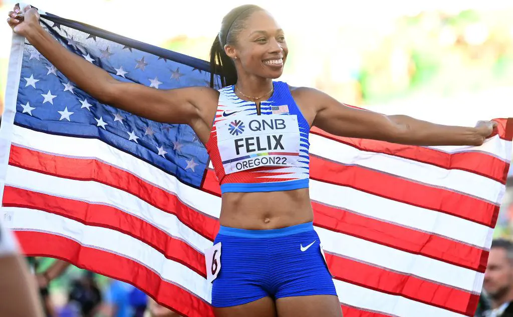 Эллисон Феликс (Hannah Peters / Getty Images for World Athletics)