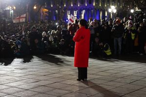 Salome Zurabishvili Addressed Citizens Gathered On Rustaveli Avenue On February 25, 2025.