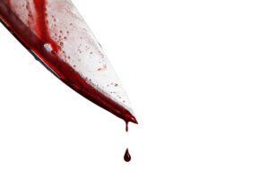 Close-up,Of,Man,Holding,Knife,Smeared,With,Blood,And,Still