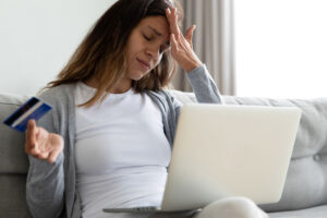 Woman feels stressed having access problem to e-banking