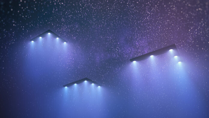 Ufos.,Three,Unidentified,Flying,Object.,3d,Illustration.