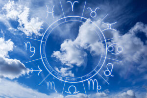 Zodiac,Wheel,And,Beautiful,View,On,Blue,Sky,With,Clouds