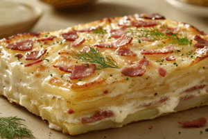 Картофель с беконом под сырной корочкой - Вкусный хит для ужина kartofel s bekonom pod syrnoj korochkoj vkusnyj hit dlya uzhina-lessontime-ru-174478832400-0