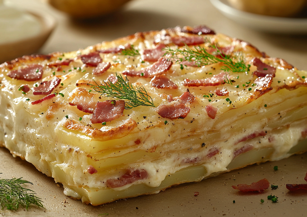 Ароматный картофель с беконом под сливочной корочкой! Хит обедов и ужинов