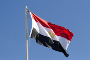 National,Flag,Of,Egypt,On,A,Flagpole,In,Front,Of