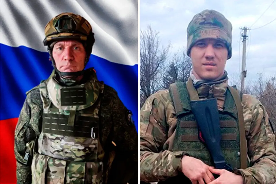 Гвардии матрос Николай Раков и гвардии ефрейтор Павел Супонин