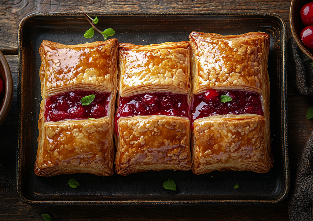 Просто и вкусно! Быстрые слойки с вишней и творожным сыром за 20 минут!