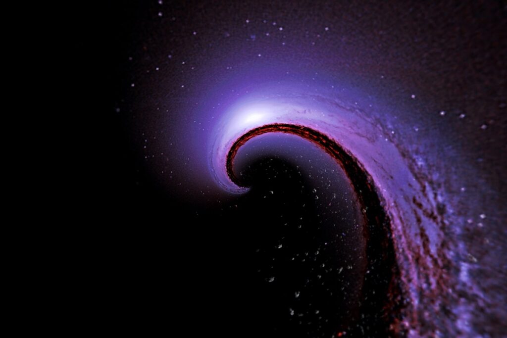 Абстрактная червоточина в космосе с газом и пылью