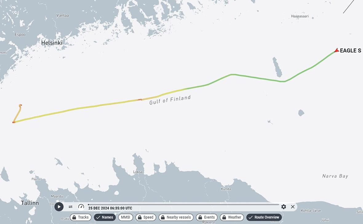 Маршрут танкера Eagle S (сервис MarineTraffic)