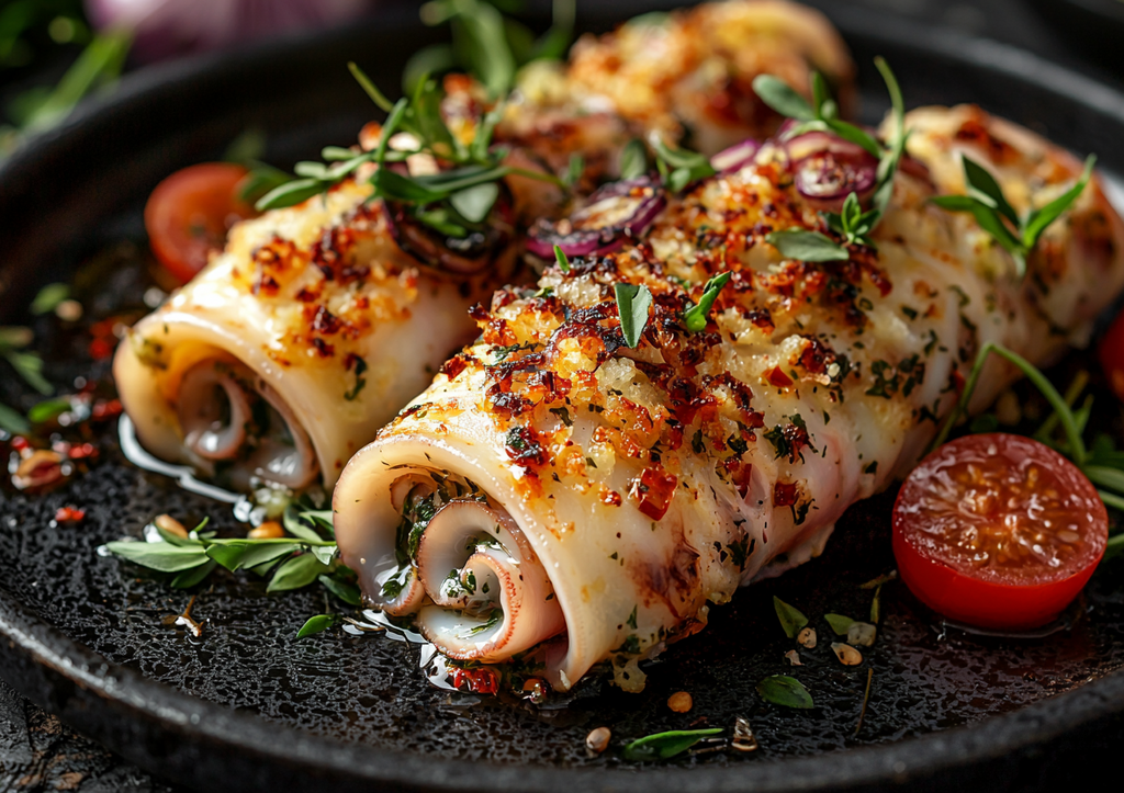 Фаршированные кальмары с нежным сыром и зеленью: обалденный хит для ужина