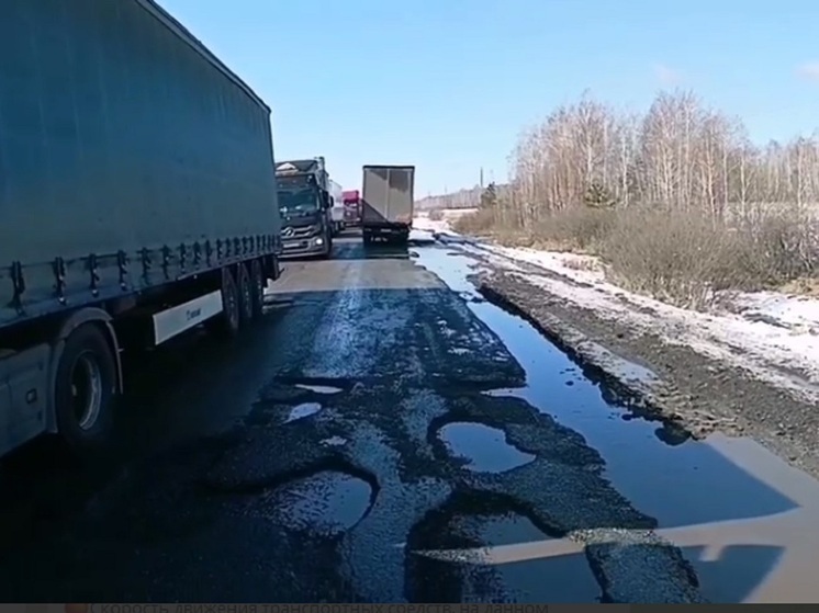 Водители вынуждены снижать скорость до 5 км/ч на федеральной трассе в Зауралье