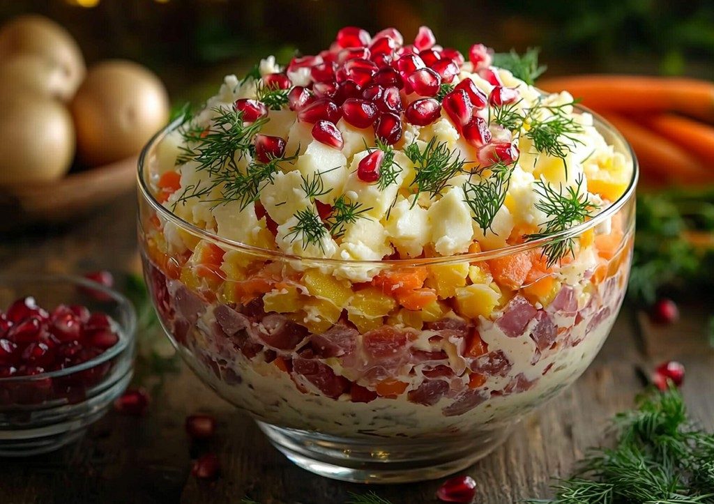 Слоеный салат «Веселый пень»: яркий и вкусный, поднимает либидо!