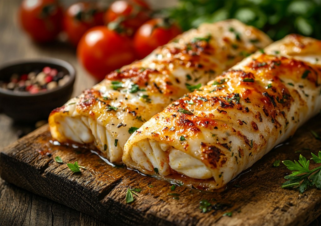 Разрезаешь, а там... Сочный минтай в лаваше с помидорами и сыром!