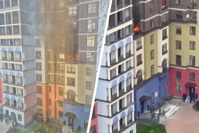 В подмосковном ЖК вспыхнула квартира, где внутри находился ребенок | Источник: ЖК Солнечная система / T.me 