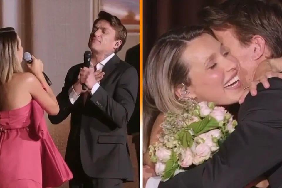 Влад Топалов сделал предложение руки и сердца телеведущей Регине Тодоренко. Кадр из видео Национального центра "РОССИЯ"