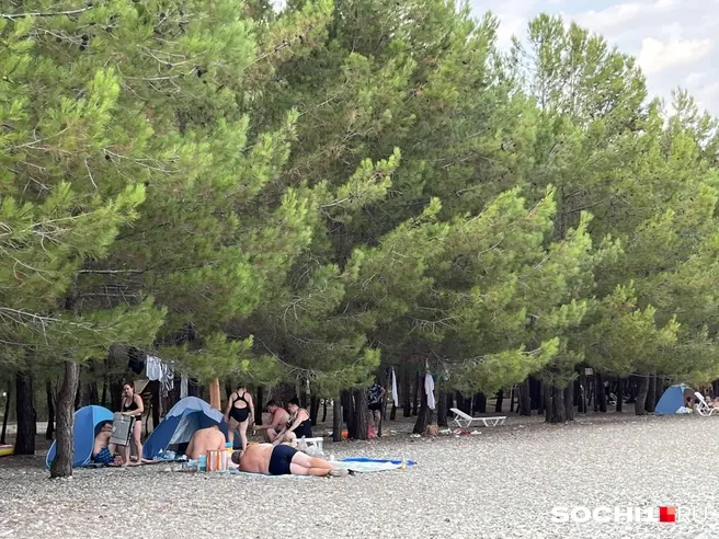 На пляж Лдзаа люди едут за чистым морем и воздухом  | Источник: Анна Грицевич / SOCHI1.RU